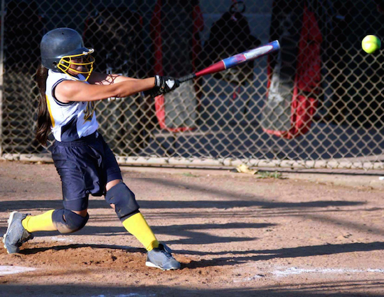 Swinging with power Way to swing the bat in fastpitch softball. Eye on the ball, Full extension swing, right hand over left wrist, left leg straight out, right toe pointing down towards China!